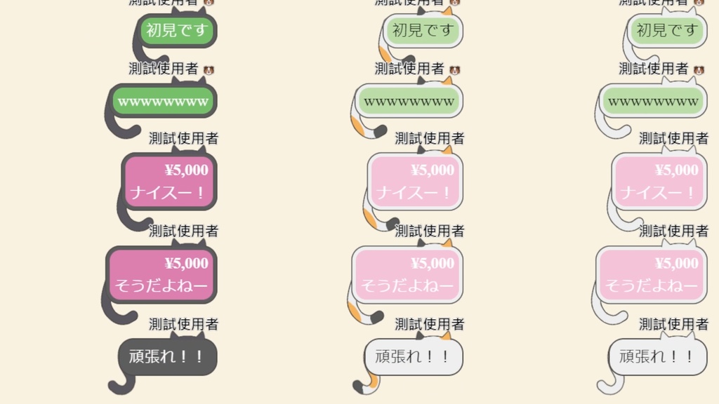 【わんコメ用テンプレート】三種類の猫｜OneComme Template