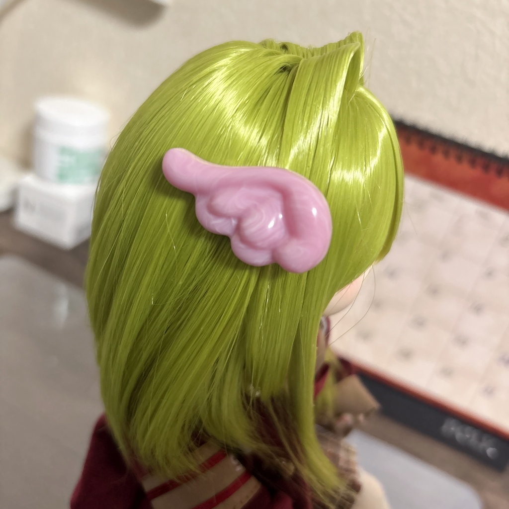 えんじぇる໒꒱·ﾟヘアクリップ　マーブルぴんく×みずいろ