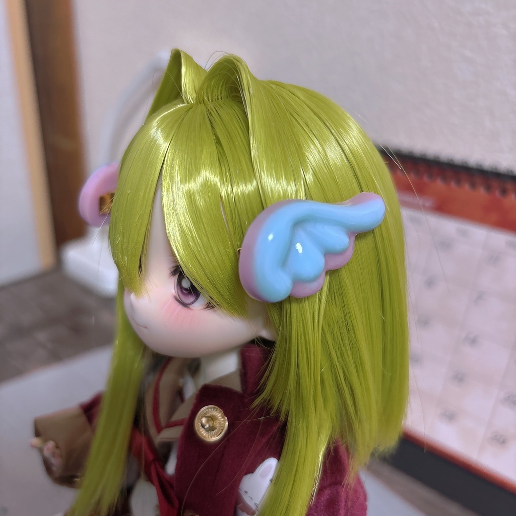 えんじぇる໒꒱·ﾟ　ヘアクリップ　ぴんく×みずいろ