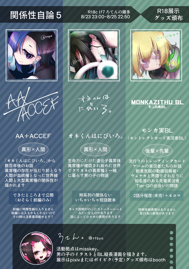 【創作BLｵﾝﾘｰ関係性自論5】展示リンク【購入はboostとなります】