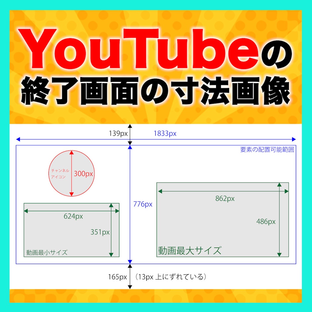 【無料】YouTubeエンドカードの寸法画像