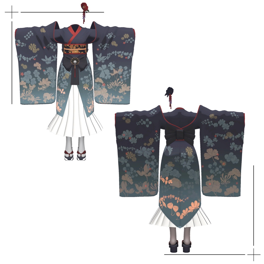 【ルーナリット、リーファ対応】木瓜 - 振袖着物コーデセット/QUINCE KIMONO