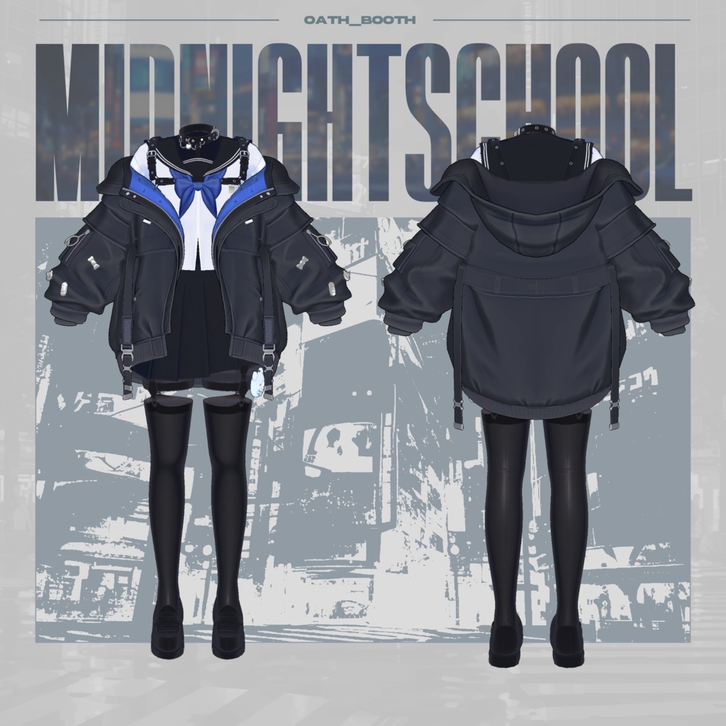 【複数アバター対応 3D衣装】ミッドナイトスクール