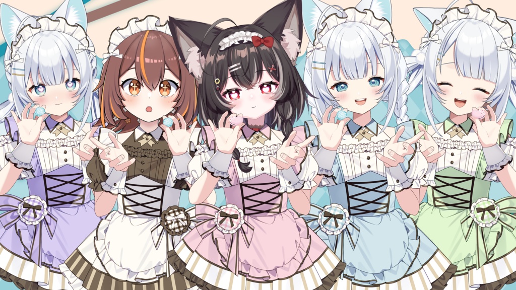 【Vtuber素材】チョコとリボンのメイド服素材【5種】