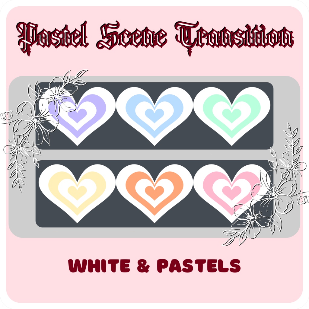 4 Black and White Heart Stinger Glowing Transition | Goth | Scene Transition | Black and White | Stripes | Heart | Gothic Theme | Zebra | Tiger | Glow | OBS