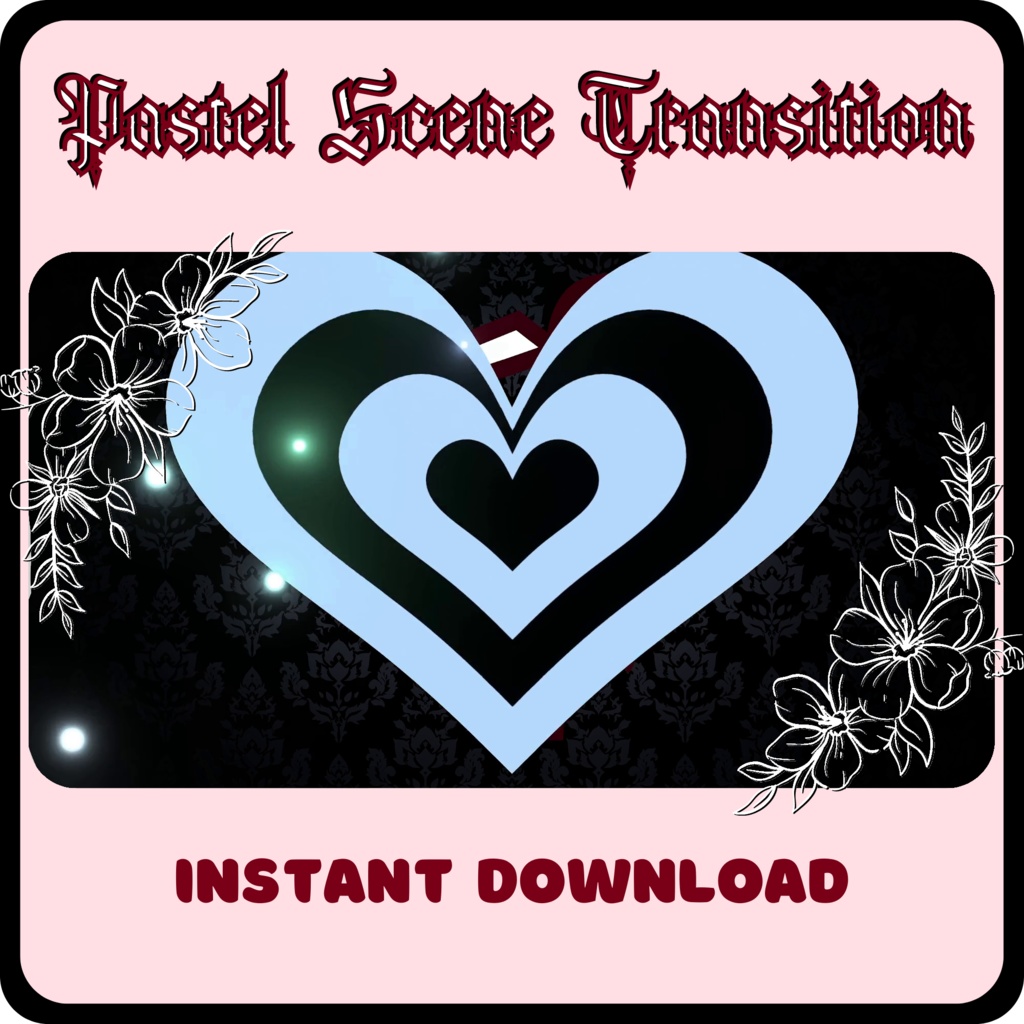 9 Heart Stinger Transitions | Pastel | Gothic | Baby Blue | White | Black | Striped | Stripes | Cute | Kawaii | Sparkles