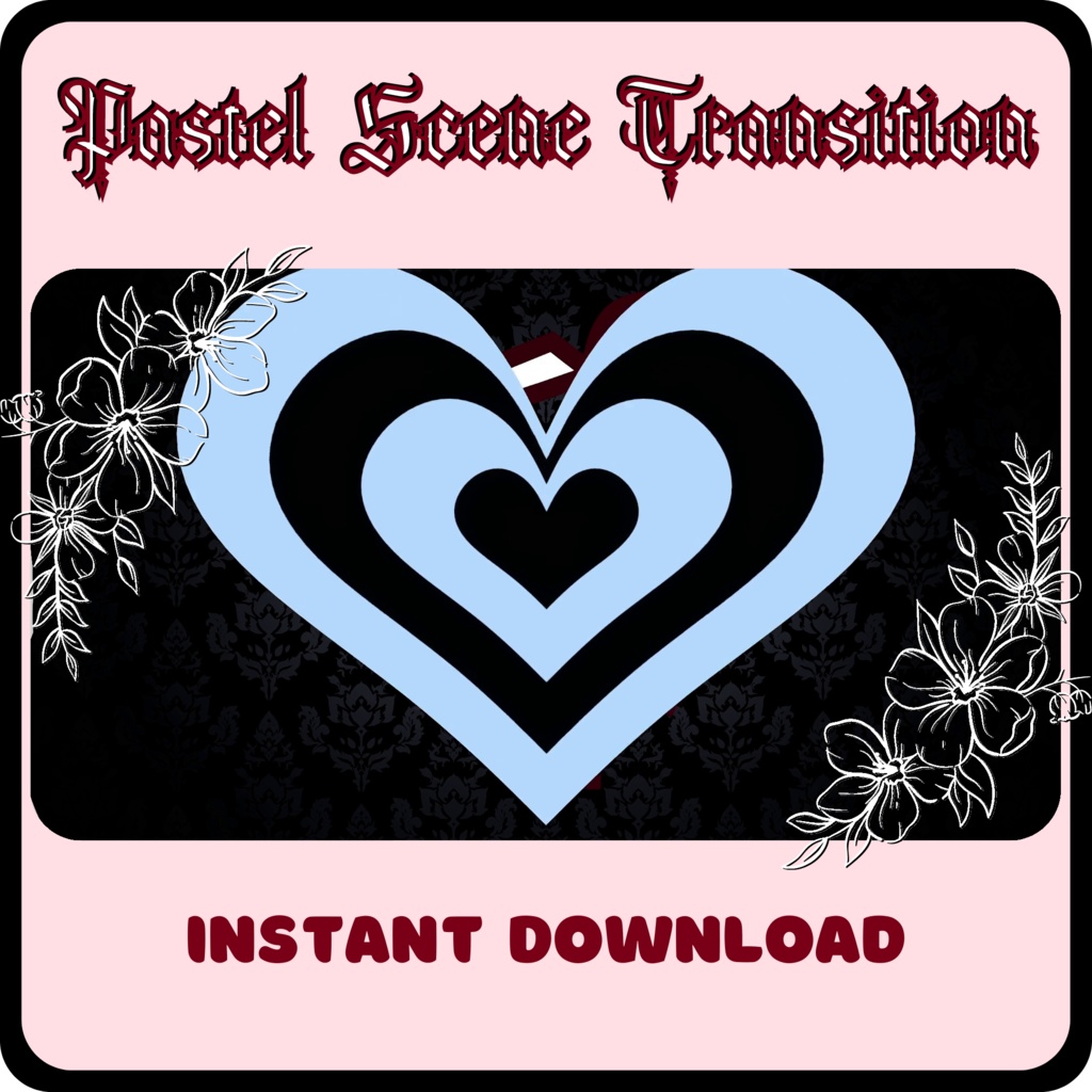 9 Heart Stinger Transitions | Pastel | Gothic | Baby Blue | White | Black | Striped | Stripes | Cute | Kawaii | Sparkles