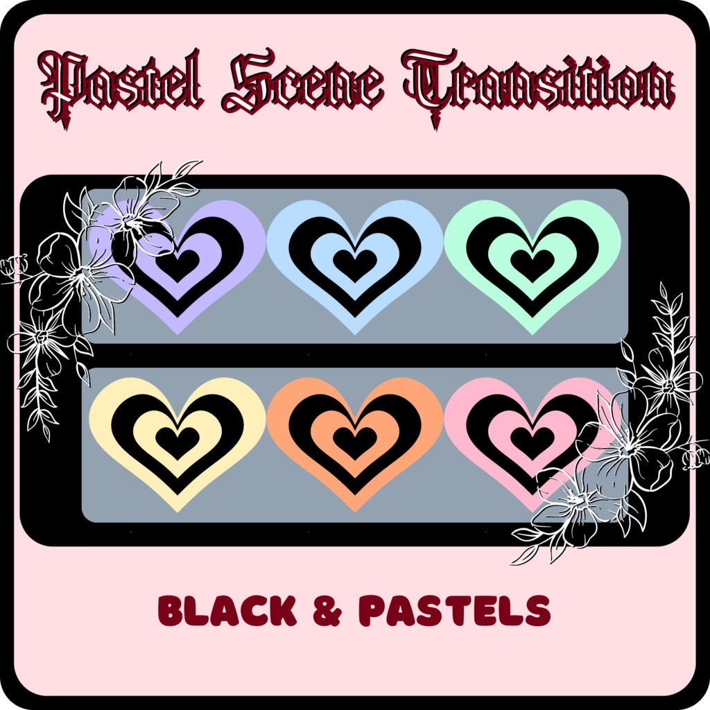 9 Heart Stinger Transitions | Pastel | Gothic | Baby Blue | White | Black | Striped | Stripes | Cute | Kawaii | Sparkles