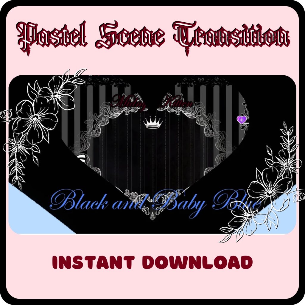9 Heart Stinger Transitions | Pastel | Gothic | Baby Blue | White | Black | Striped | Stripes | Cute | Kawaii | Sparkles