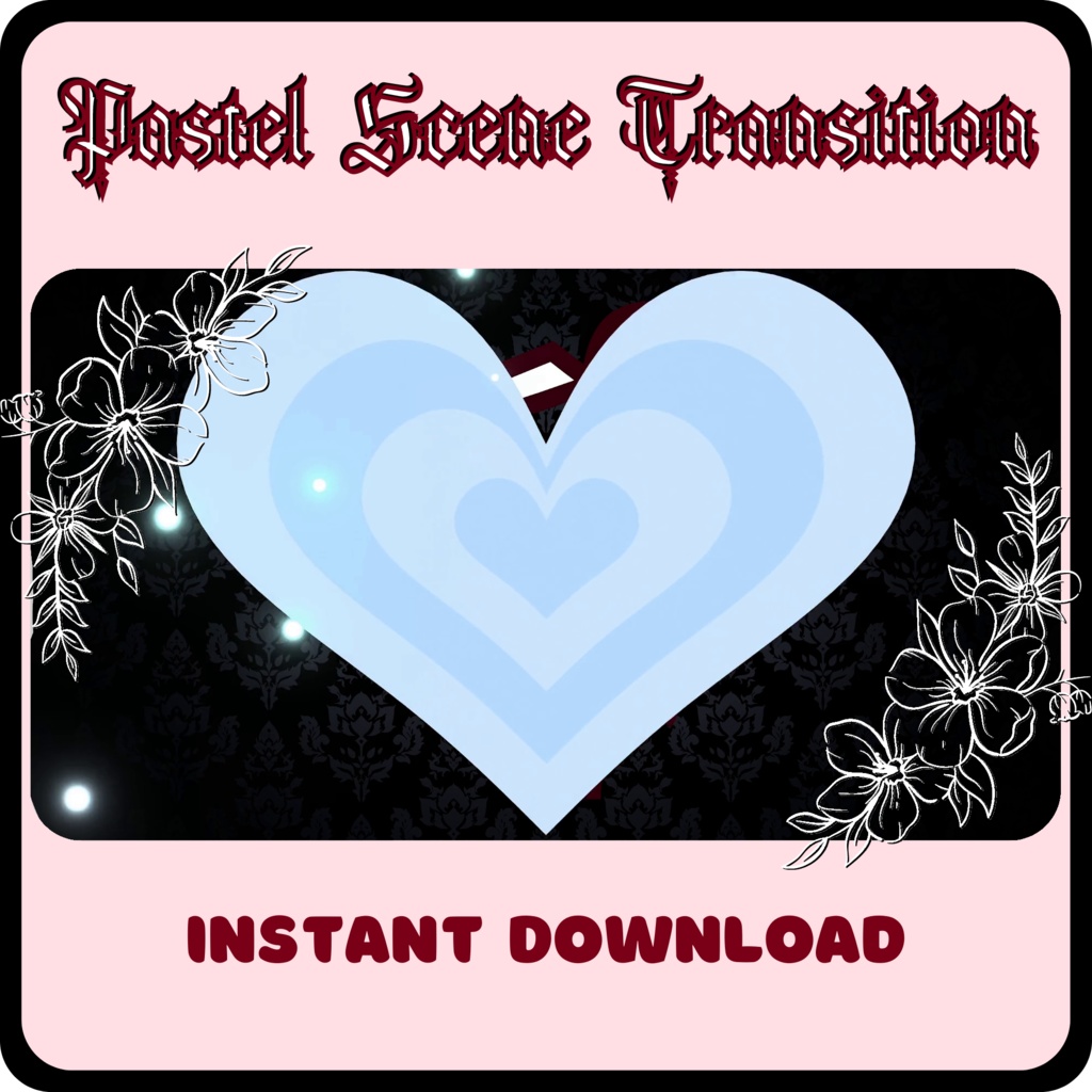 9 Heart Stinger Transitions | Pastel | Gothic | Baby Blue | White | Black | Striped | Stripes | Cute | Kawaii | Sparkles