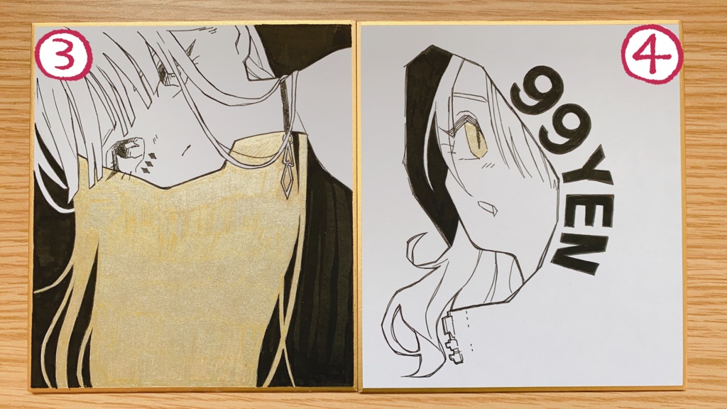 ミニ色紙 + 缶バッジ