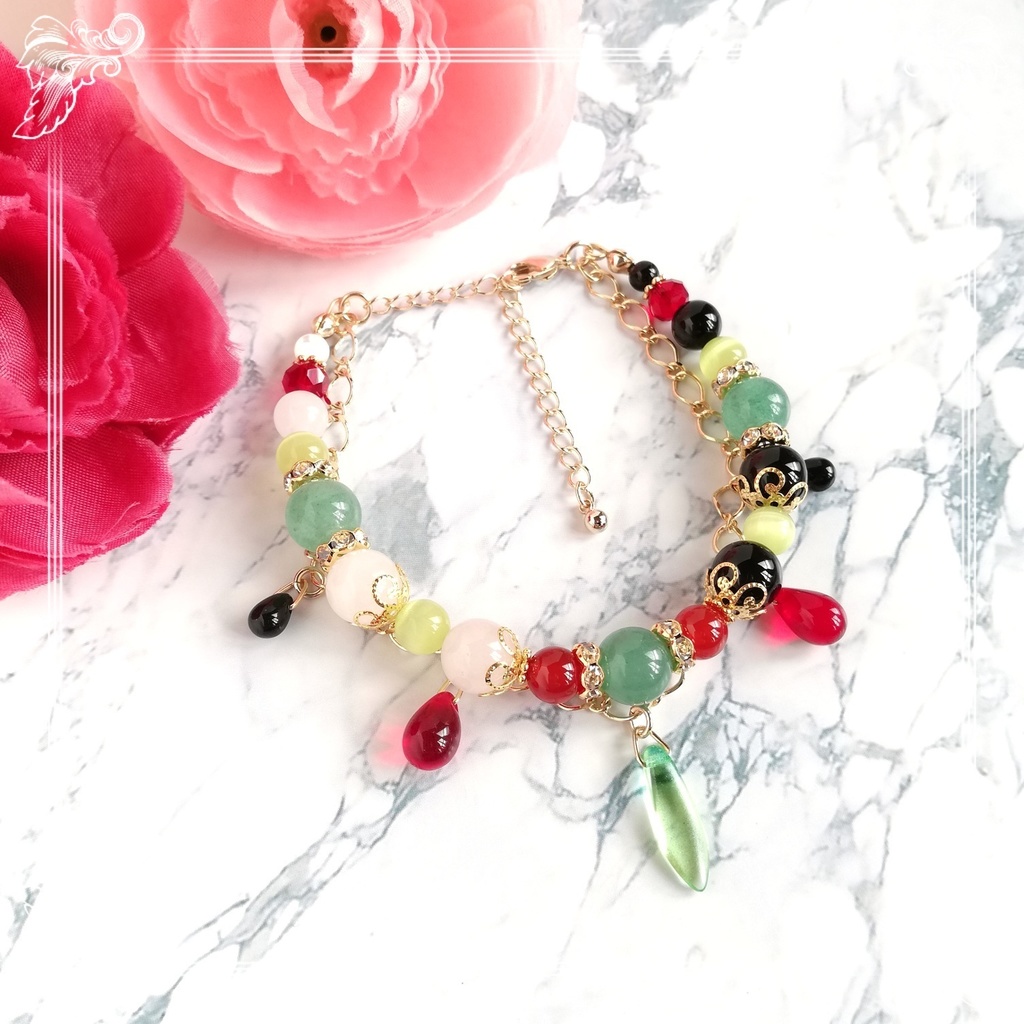 FGO 蘆屋道満イメージ天然石2連ブレスレット