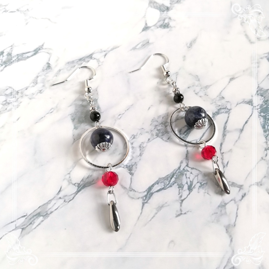 FGO クー・フーリン【オルタ】イメージ天然石ピアス(イヤリング変更可能)