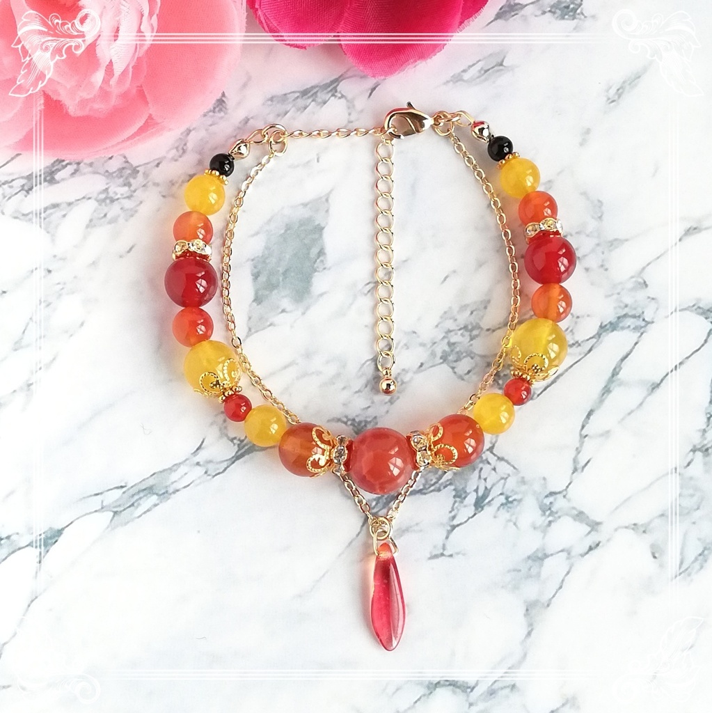 鬼滅の刃 煉獄杏寿郎イメージ天然石2連ブレスレット