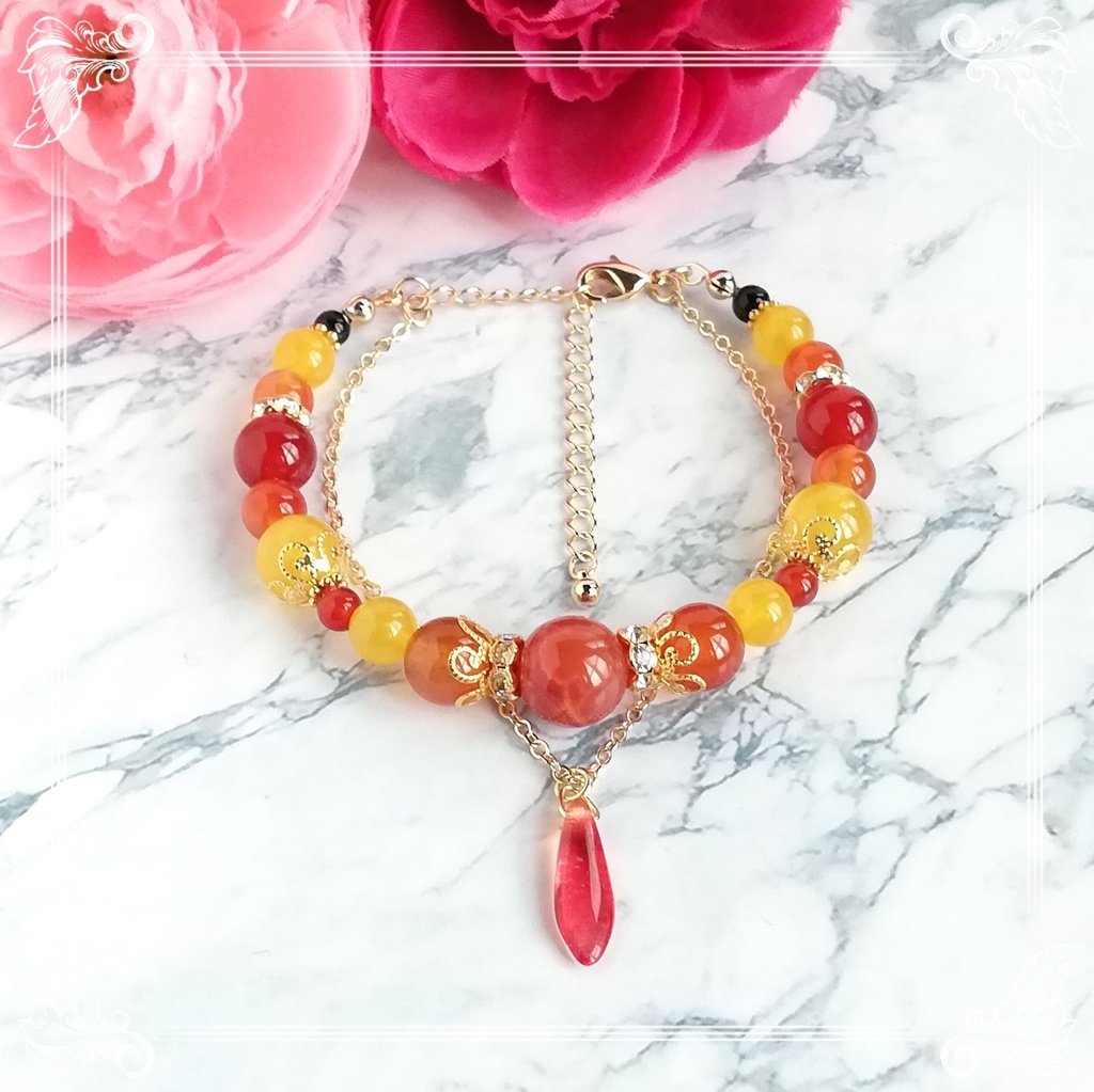 鬼滅の刃 煉獄杏寿郎イメージ天然石2連ブレスレット