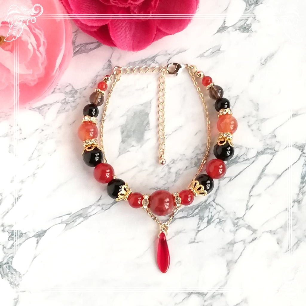 ハンドメイド 原神・ディルックイメージ天然石2連ブレスレット