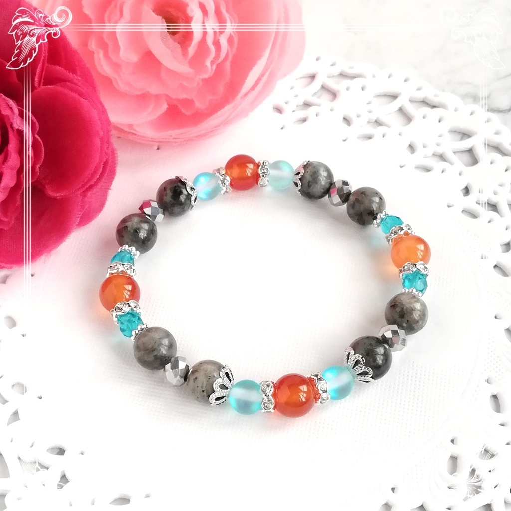 ハンドメイド　原神・タルタリヤイメージ天然石ブレスレット(ゴムタイプ)