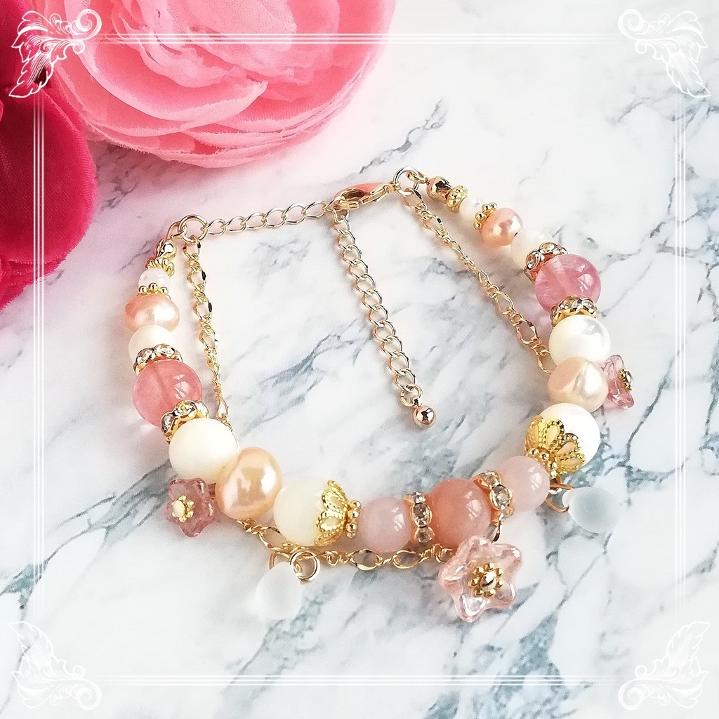 とうらぶ・亀甲貞宗イメージ天然石2連ブレスレット　ハンドメイド