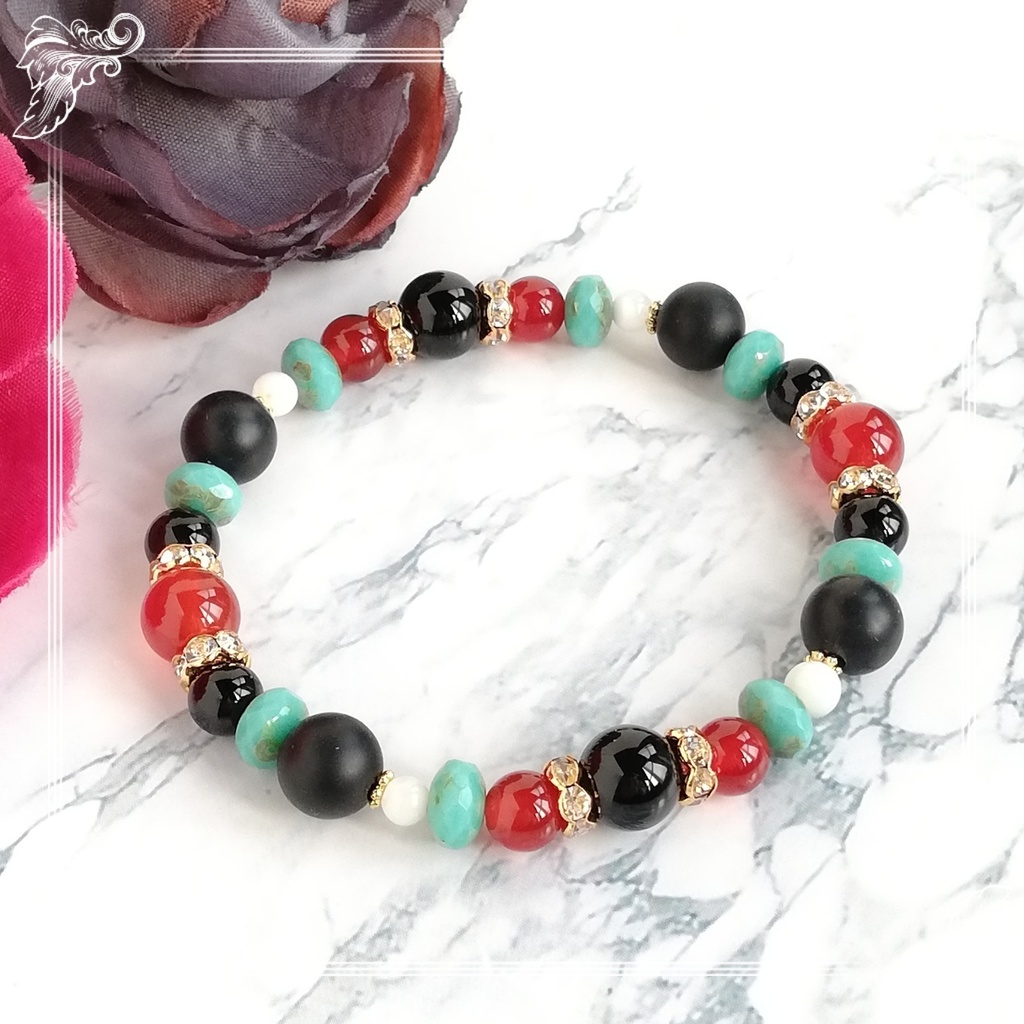 【生命力、成功と魔除けのお守り】刀剣乱舞・和泉守兼定極イメージ天然石ブレスレット　ハンドメイド