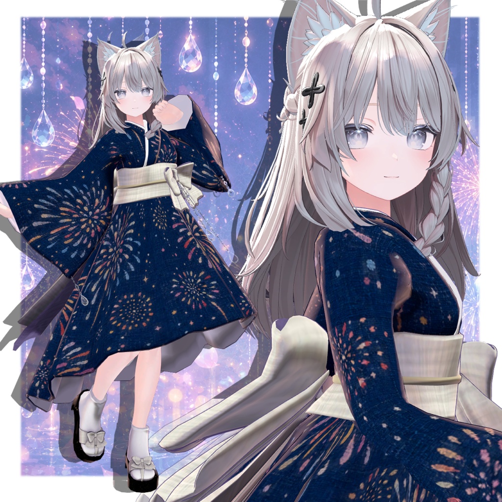 浴衣ドレスー硝子雫ー【複数アバター対応】