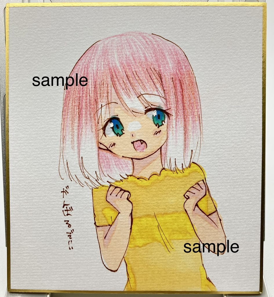 手描きイラスト　オリジナル　原画　女の子　色紙