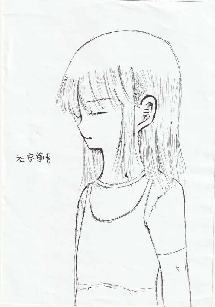 シャーペン色鉛筆色紙イラスト と ボールペン画