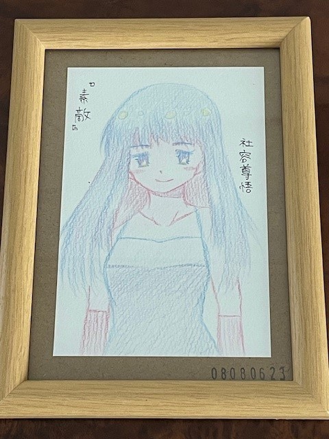 かわいい手描きイラスト 大色紙とはがきサイズ 額付き