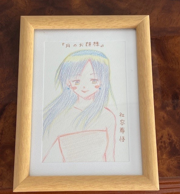 かわいい手描きイラスト 大色紙とはがきサイズ 額付き