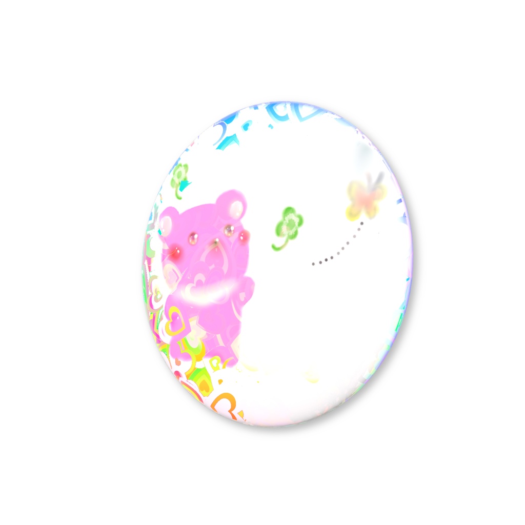 四つ葉のくまっぴ ホログラム缶バッジ