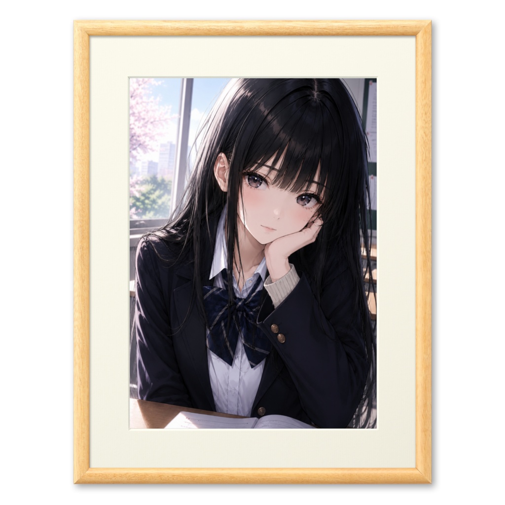 黒髪美少女　複製画