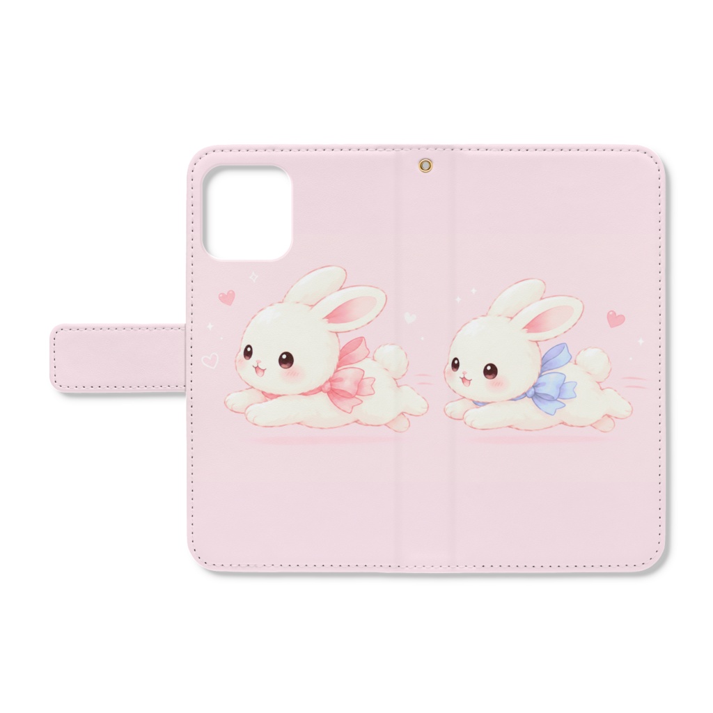 うさぎちゃんハート　手帳型iPhoneケース