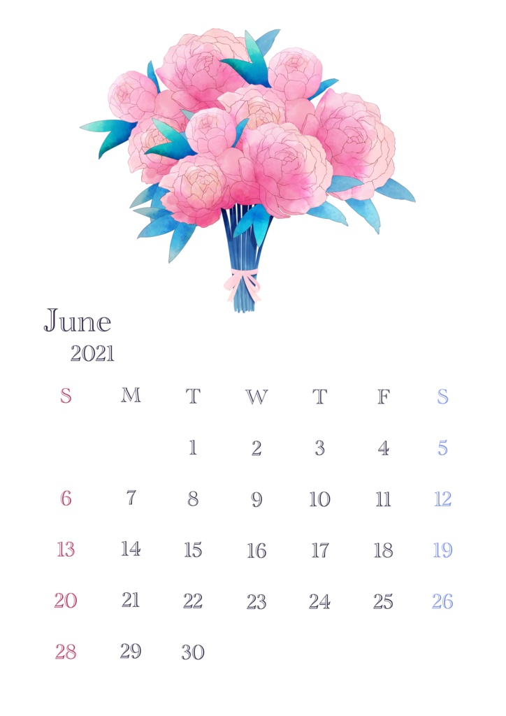 ６月 21年カレンダー無料 813 Hachimitsu Booth
