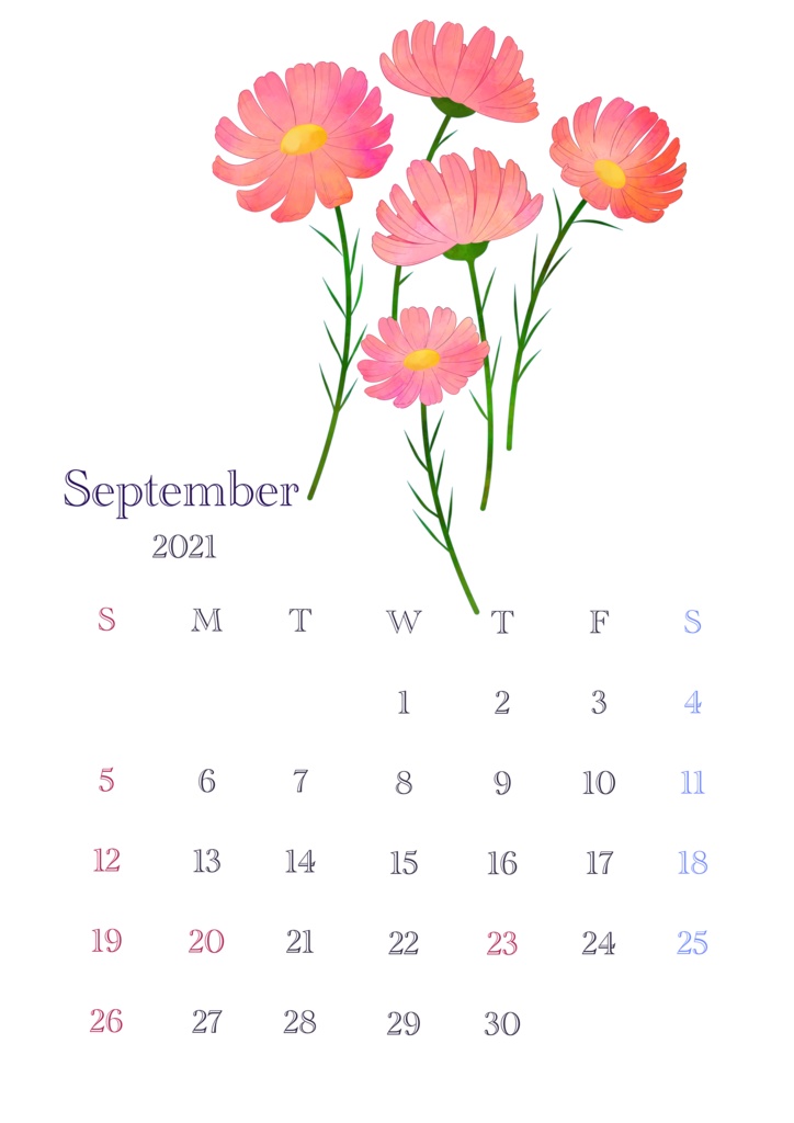 9月 21年カレンダー無料 813 Hachimitsu Booth