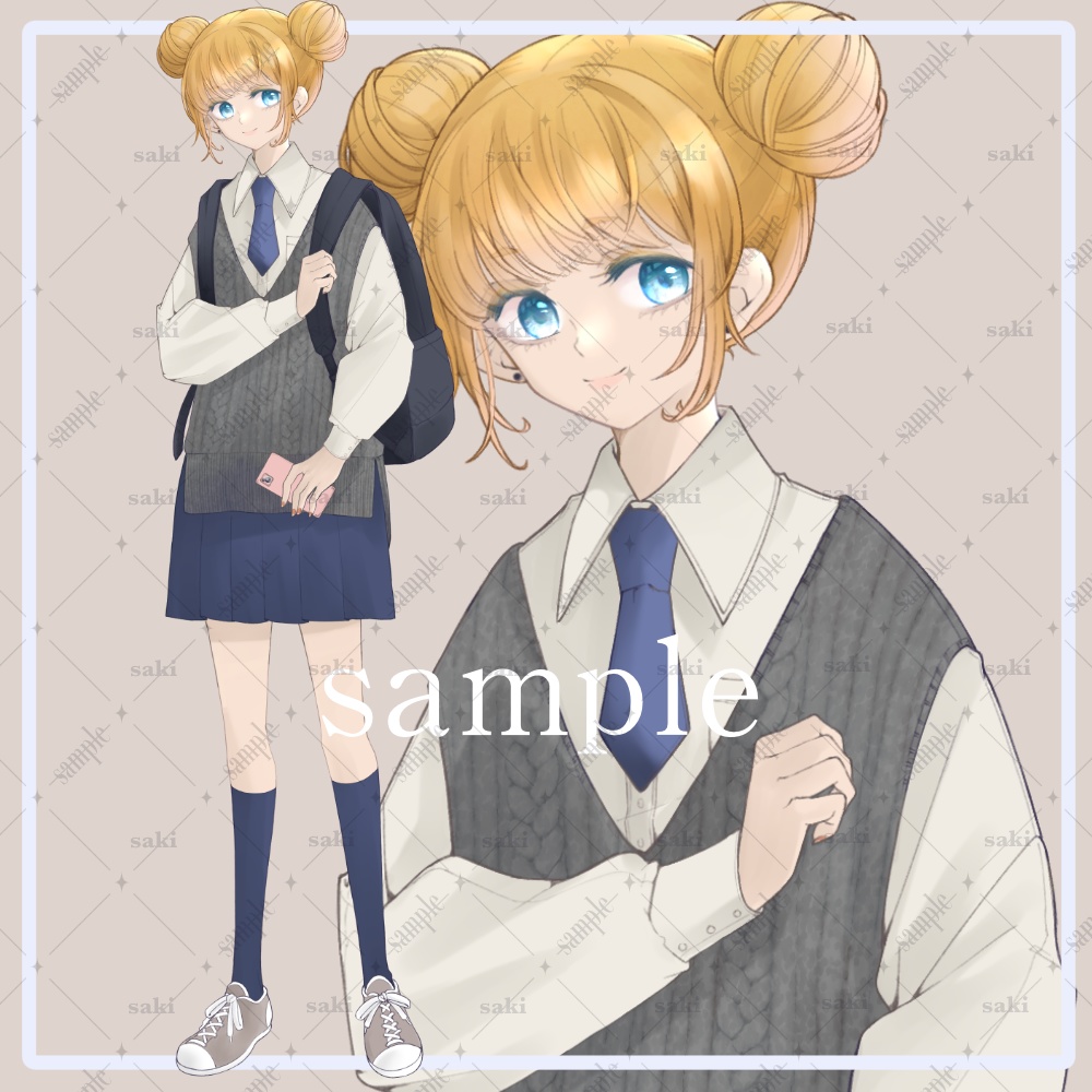 立ち絵素材_私服制服¦おだんごあたまの子