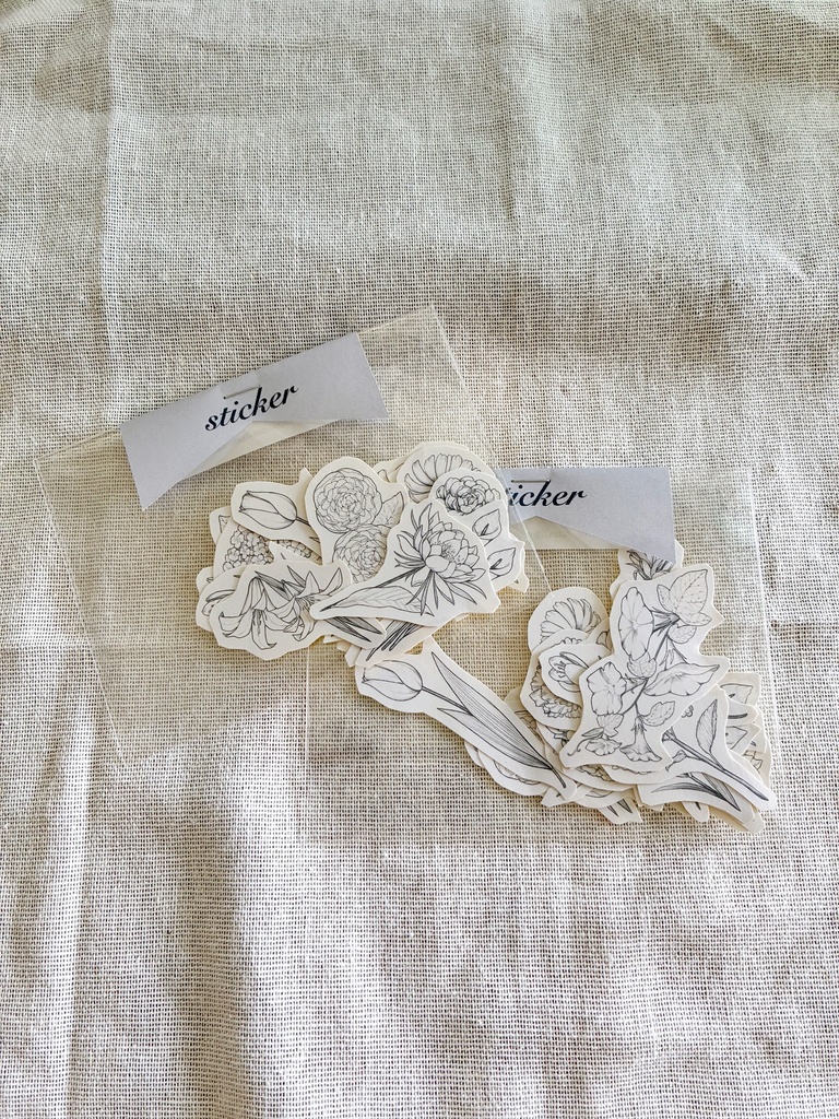 線の花￤フリーカットフレークシール