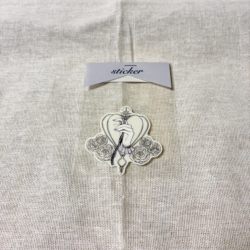 線画の指とリボンステッカー