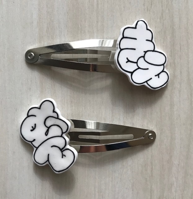 ヘアクリップ むん&きえセット シルバー