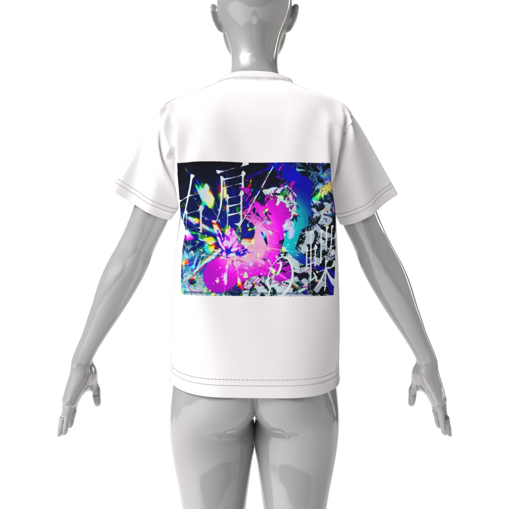 プリントTシャツ 白【右肩の蝶】