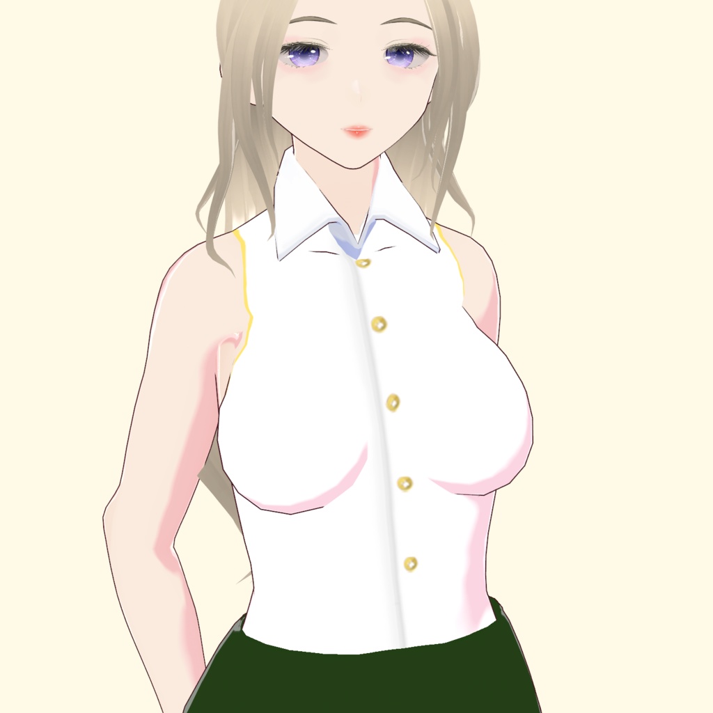 Royal White Sleeveless Shirt (Vroid) - ロイヤルホワイトノースリーブシャツ