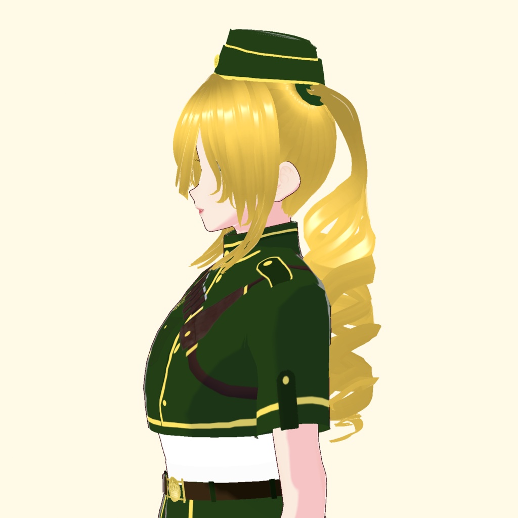Spiral-curly ponytail Hairstyle (Vroid) - スパイラルカールポニーテールヘア