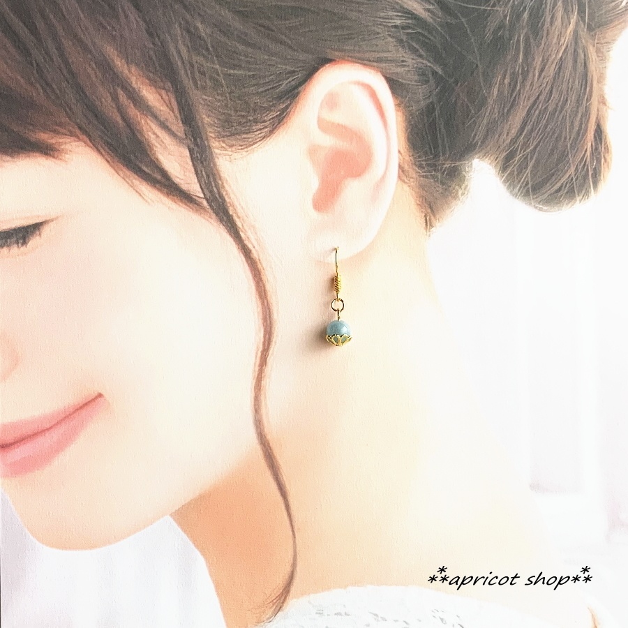 1粒イヤーカフ アクアマリン