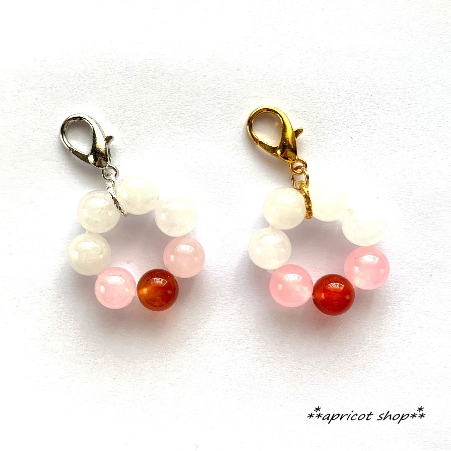 カーネリアンと翡翠 天然石 ストラップ/円環