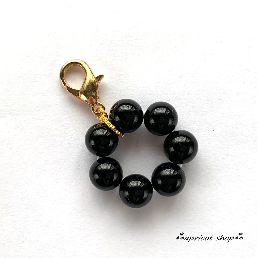 オニキス 天然石 ストラップ/円環