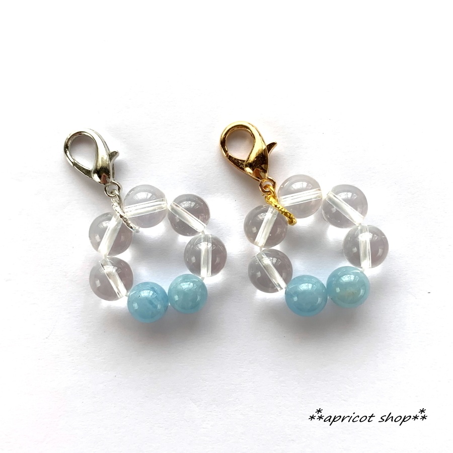 アクアマリン 天然石 ストラップ/円環