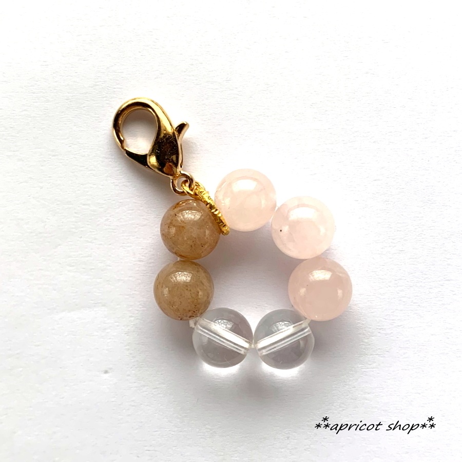 ローズクォーツとストロベリークォーツ 天然石 ストラップ/円環