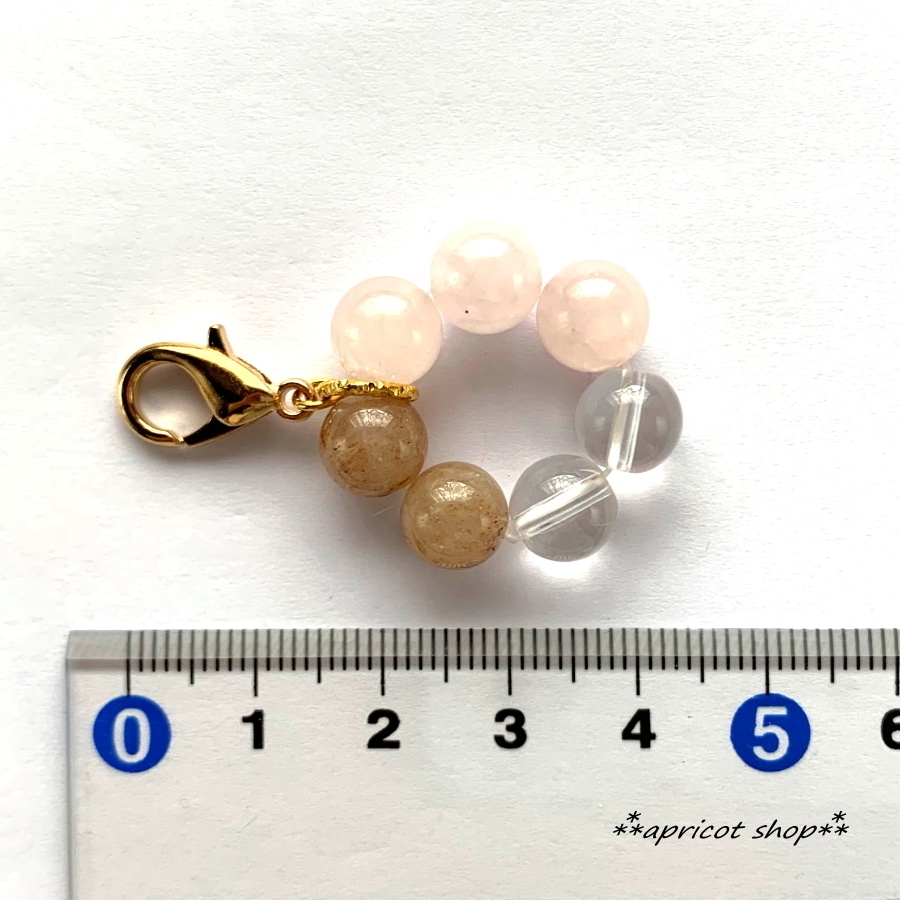 ローズクォーツとストロベリークォーツ 天然石 ストラップ/円環