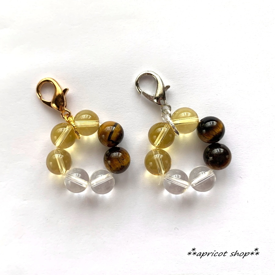 タイガーアイとシトリン 天然石 ストラップ/円環