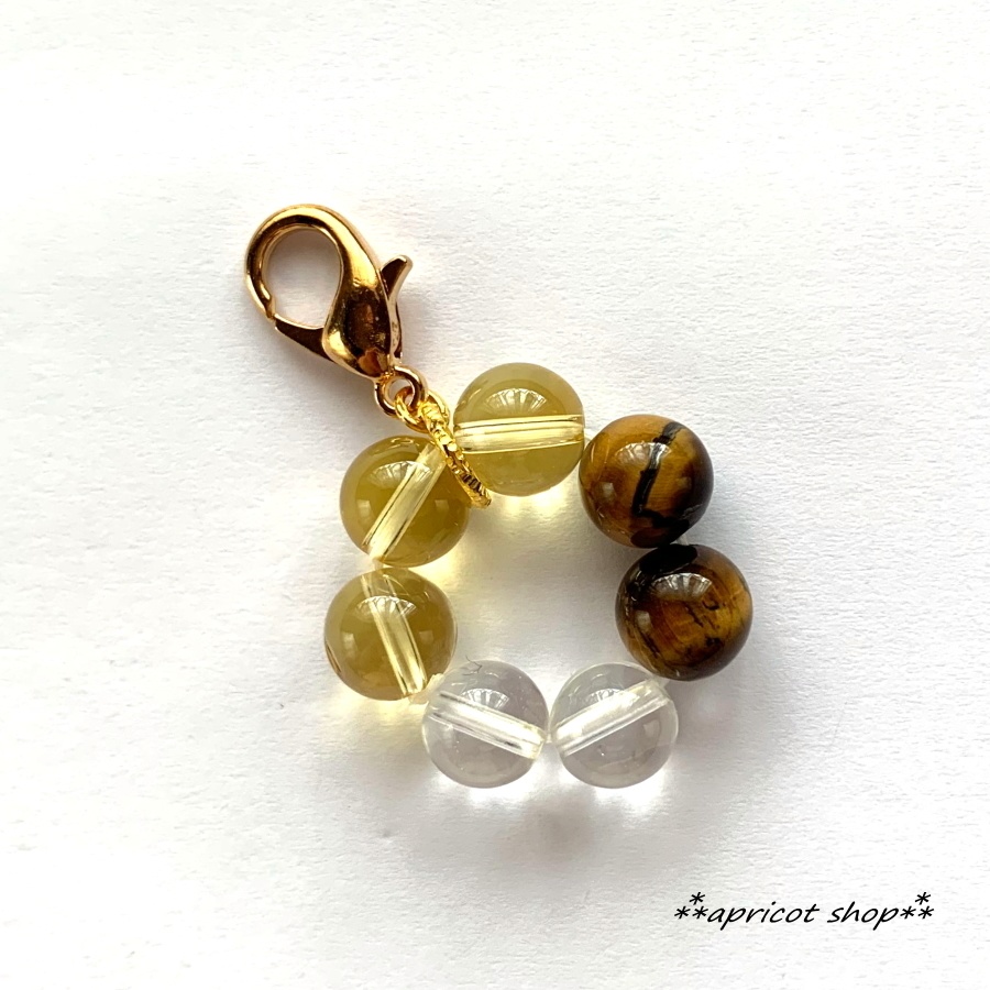 タイガーアイとシトリン 天然石 ストラップ/円環