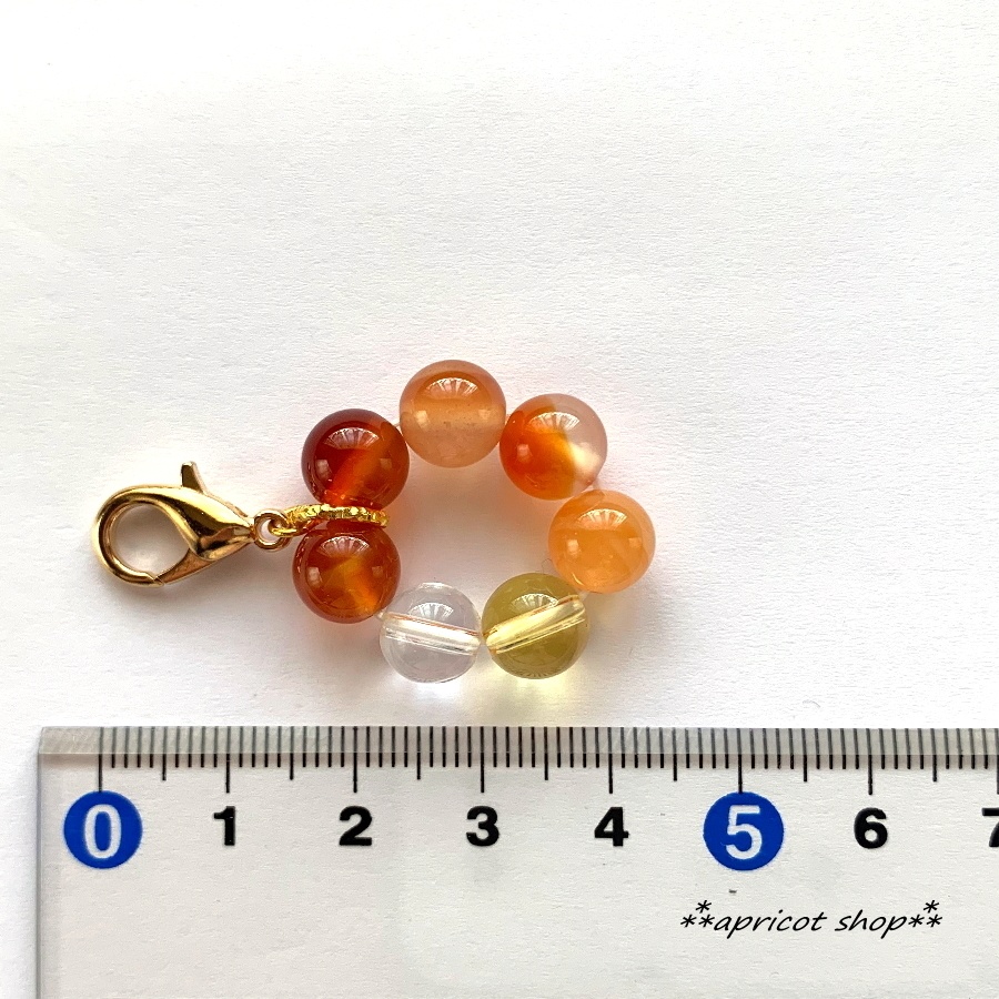 カーネリアンとシトリン 天然石 ストラップ/円環