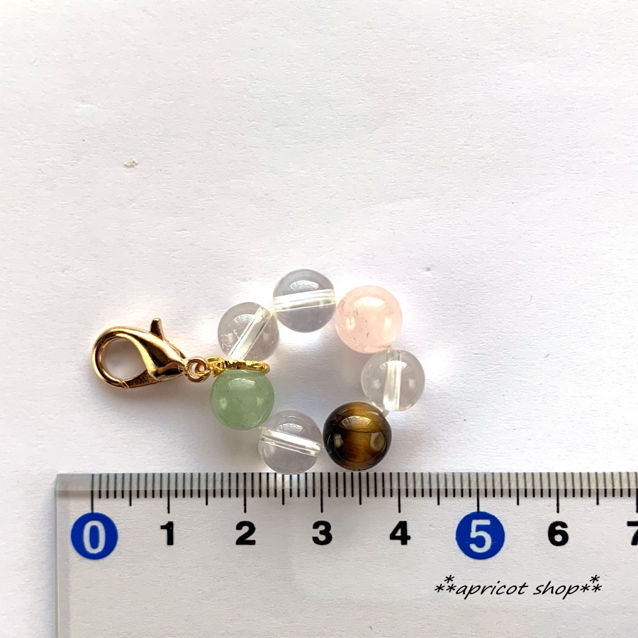 ローズクォーツとアベンチュリン 天然石 ストラップ/円環